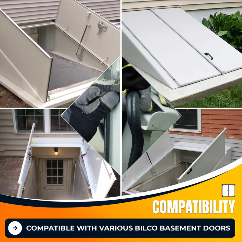for Bilco Basement Door Weatherstrip Kit (4 Cap Seal Pad,1 Bulb Trim Gasket,1 U Shaped Gasket) Fit for Bilco and Gordon Cellar Doors, Basement Door Seal Kit Five-Year Replacement