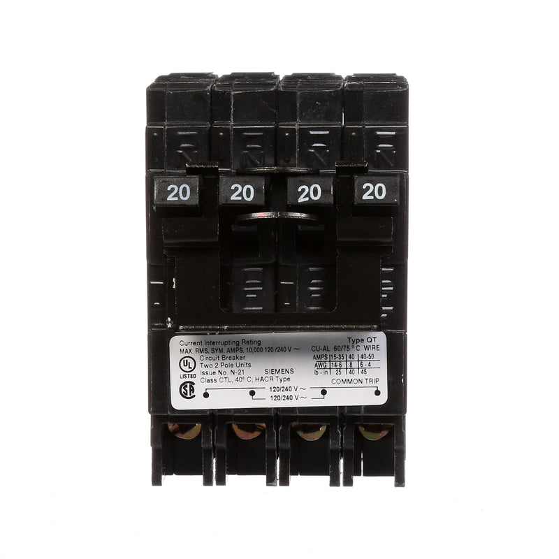 Siemens Q22020CT2 Two 20-Amp Double Pole Circuit Breaker