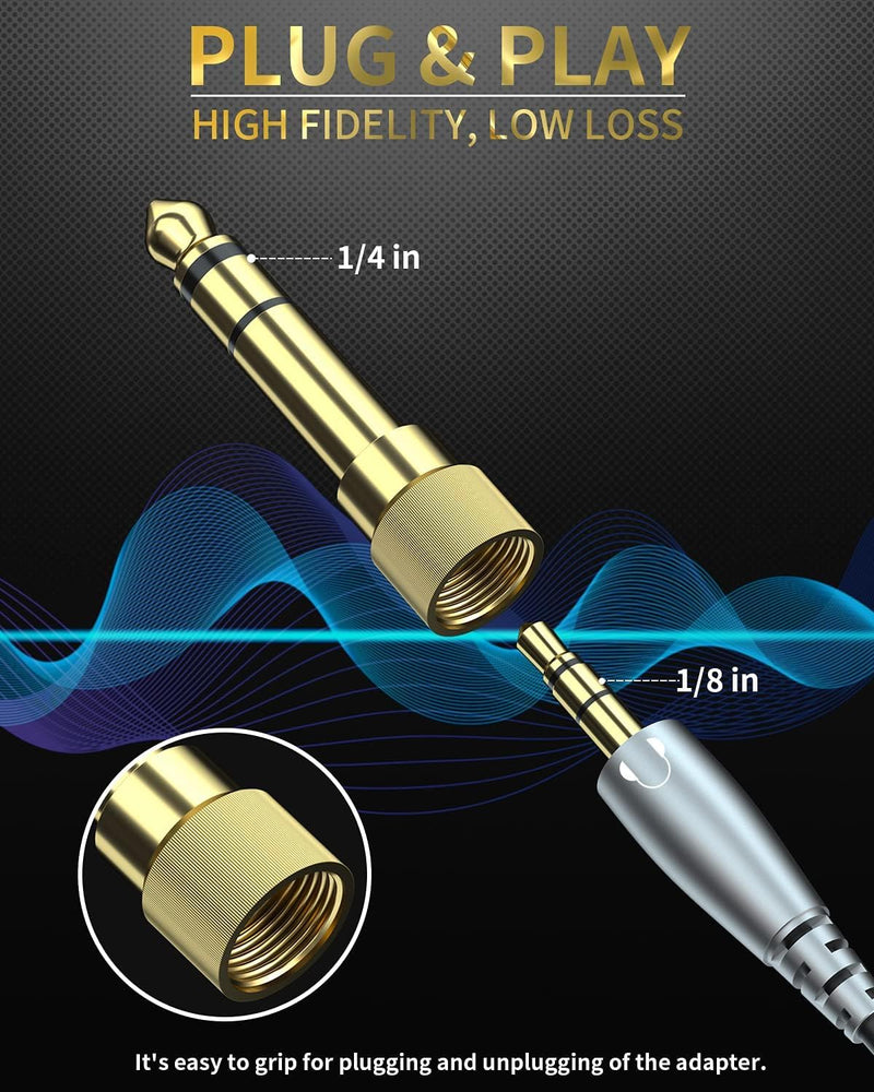 bestune 8Pcs 6.35mm 1/4 Male to 3.5mm 1/8 Female Stereo Headphone Adapter Audio Jack Plug Gold Plated for Speaker Headphone Guitar Digital Piano Amp 8 PACK-Upgrade