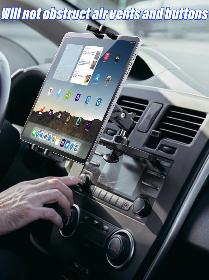 Metal CD Slot Tablet Mount for Car, Fit for 4-13" iPad & Phone | Metal Arm, Adjustable 360° Rotating, Sturdy CD Slot Mount, Fit for iPad Pro Air Mini, iPhone, Galaxy Z Fold, Galaxy S26/25/24