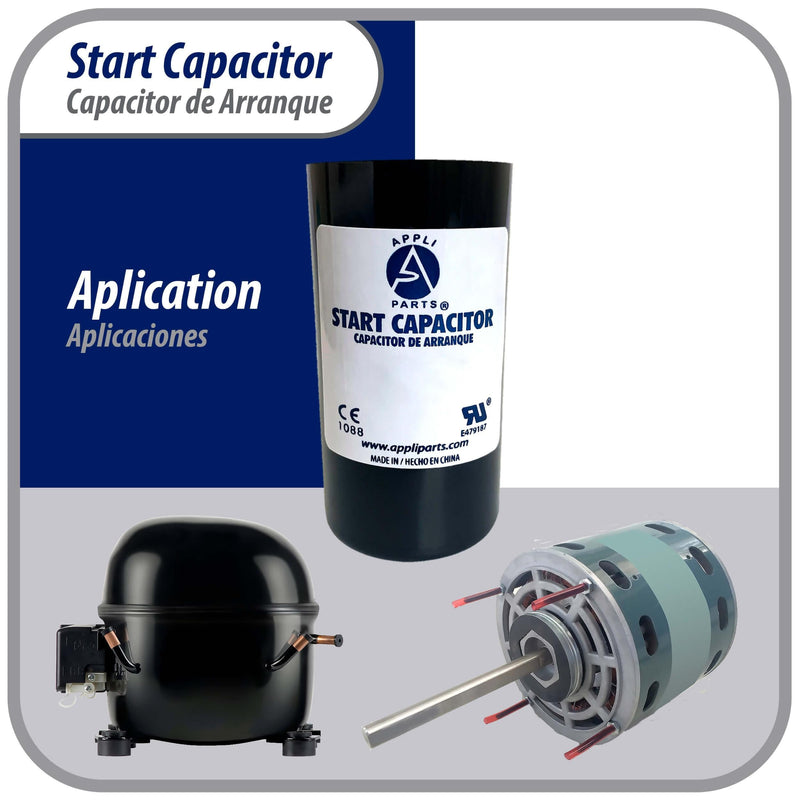 Appli Parts CON-270-330 Motor Start Capacitor 270-324 MFD uF, 330 VAC. Universal for Electric Motor Applications, 1.75 in Wide, 3.38 in Height