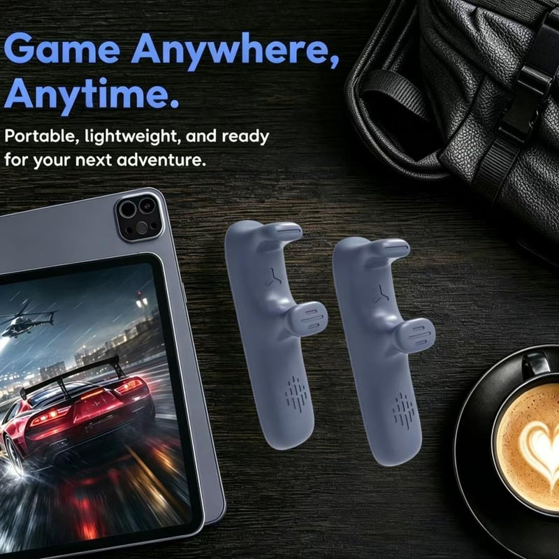 1 Pair Gaming Grip Handle for iPad and Android Tablets, Anti-Slip Silicone Hand Holder with Six-Finger Multi-Trigger Control, Washable Reusable Tablet Game Controller for Mobile Gaming