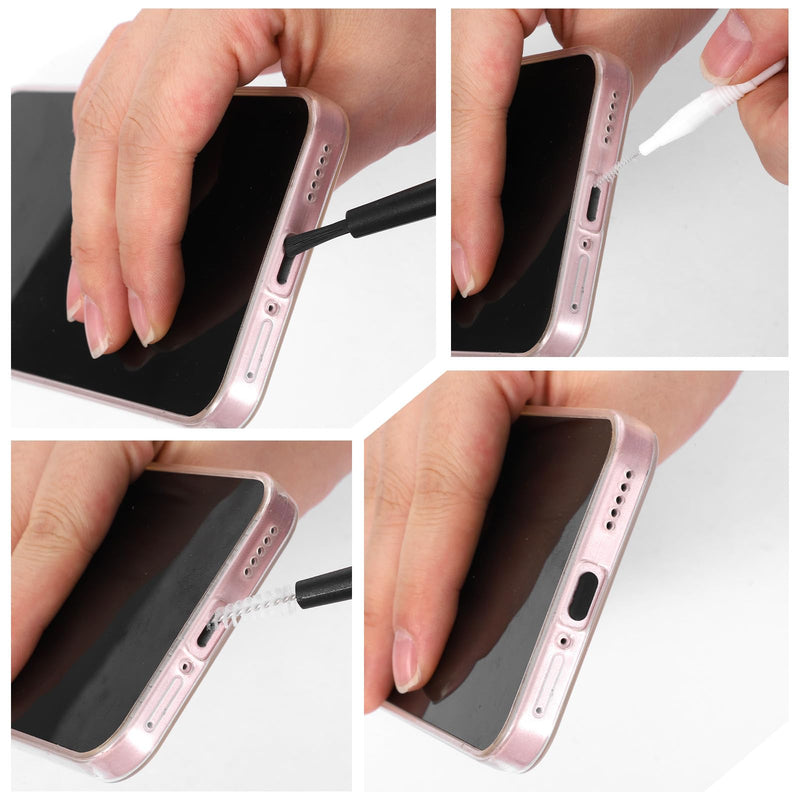 17 Pack Phone Charging Port Cleaner Dual Sided Anti Clogging Nylon Brushes Reusable Speaker Cleaning Tool Phone Charger Port Cleaner Kit for Headphones Phones Camera Tablet Computer