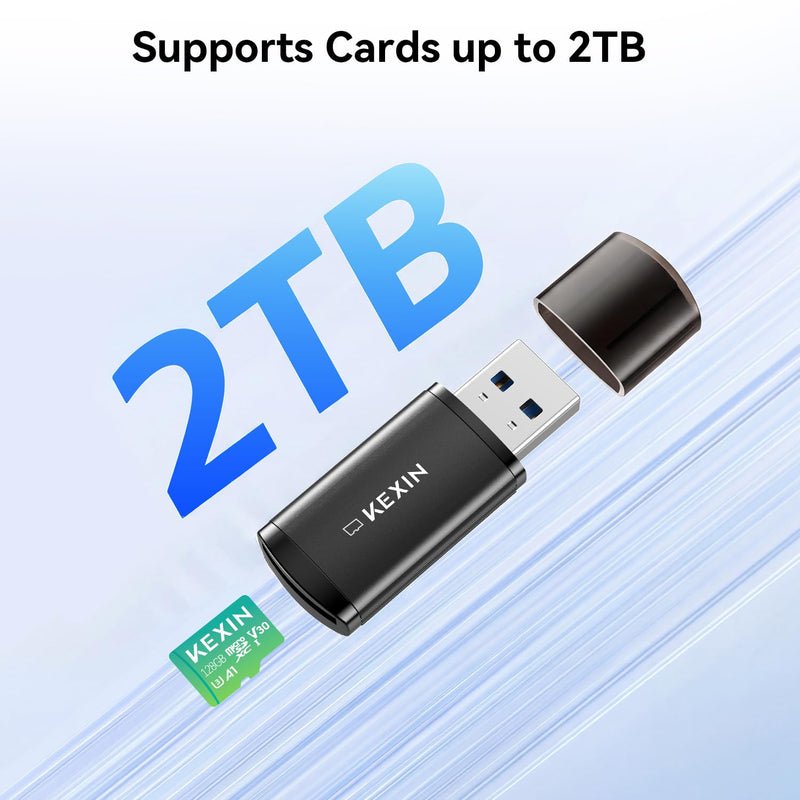 KEXIN SD Card Reader USB 3.0 Micro SD Card Reader Plug and Play 5Gbps Speed SD Card Adapter for Micro SD, Micro SDHC, Micro SDXC and UHS-I Cards TF Card Reader