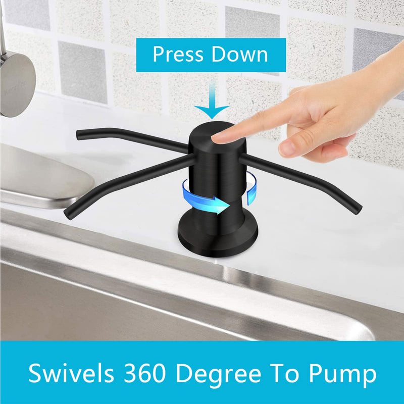 Kitchen Sink Soap Dispenser, Under Sink Soap Dispenser Pump, Good Suction Pwer, 47" Extension Tube Connect to The Soap Contaner Directly, Say Goodbye to Frequent Refills (Black) Black