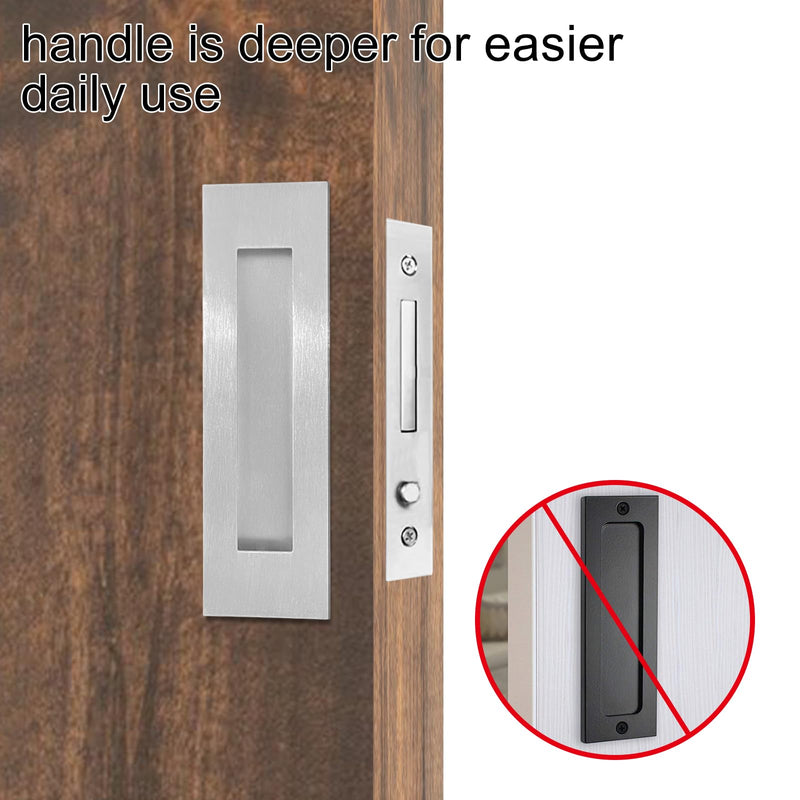 Recessed Finger Flush Pulls with Edge Pull - Suitable for Pocket Door,Closet Door,Sliding Doors, Barn Door Handle Hardware (Sliver, 6inch) Sliver