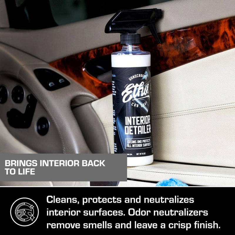 Ethos Interior Detailer Spray - Interior Car Cleaner Easily Cleans & Protects All Interior Surfaces | Non Greasy Satin Finish with UV Protection & Odor Neutralizing Agents | Coconut Scented 16 Fl Oz (Pack of 1)