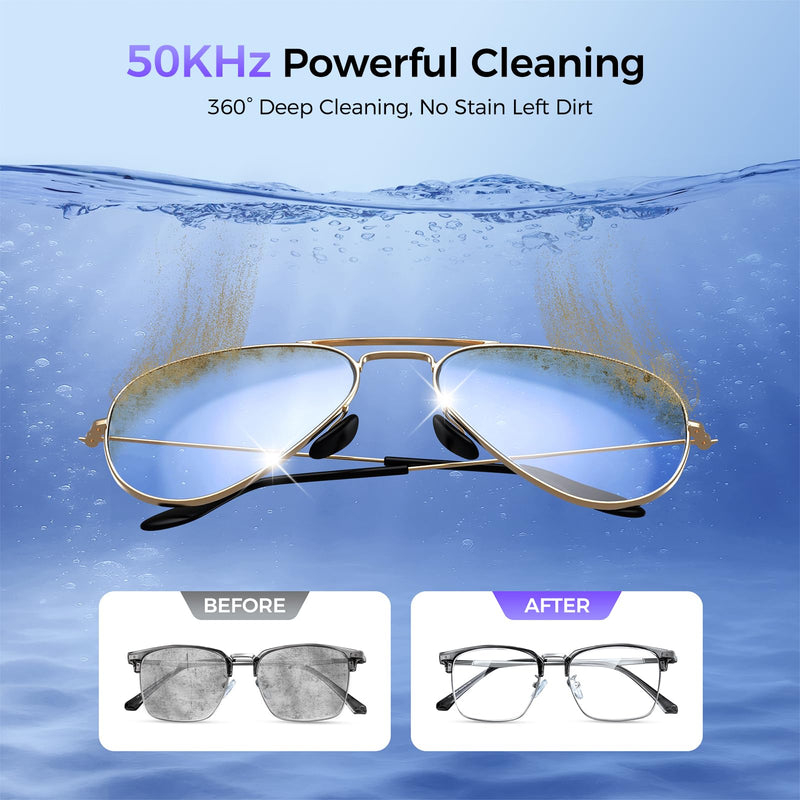 Ultrasonic Jewelry Cleaner, 50KHz Ultrasonic Cleaner Machine, Dual Modes & LED Display, 5 Cleaning Modes, 24W Sonic Cleaner for Jewelry, Eyeglasses, Watches, Rings, Watch Strap,Dentures Black
