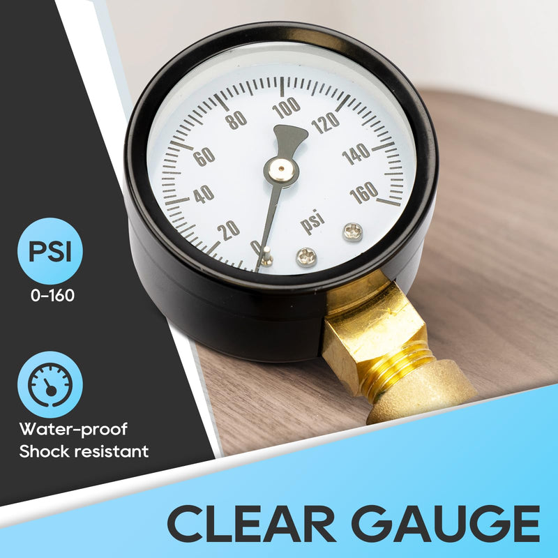 RVGUARD RV Water Pressure Regulator Valve With An Adjustable Knob, NO Tool Required, Brass Lead-Free Water Pressure Reducer with Gauge and Inlet Screen Filter for RV Camper Travel Trailer