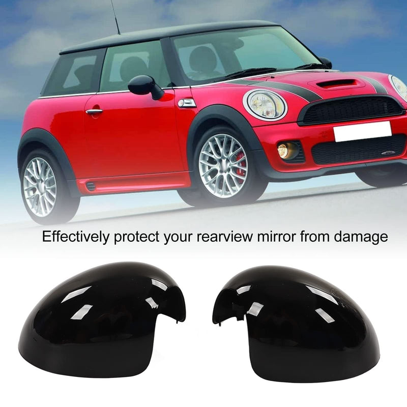 2PCS Side Mirror Caps, Left Right Glossy Black Rearview Mirror Covers Car Exterior Body Tuning Parts for R55 R56 R57 R58 R59 R60 R61