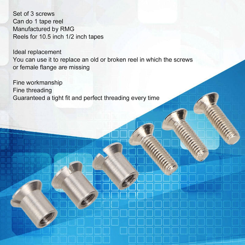 Screw Set, Universal 10.5 x 1/4 NAB Hub Tape Reel Screw Set, 3Pcs NAB Hub Screw Set for RMGI Reels, 3 Screws and Sleeves for Reel to Reel Tape Recorders