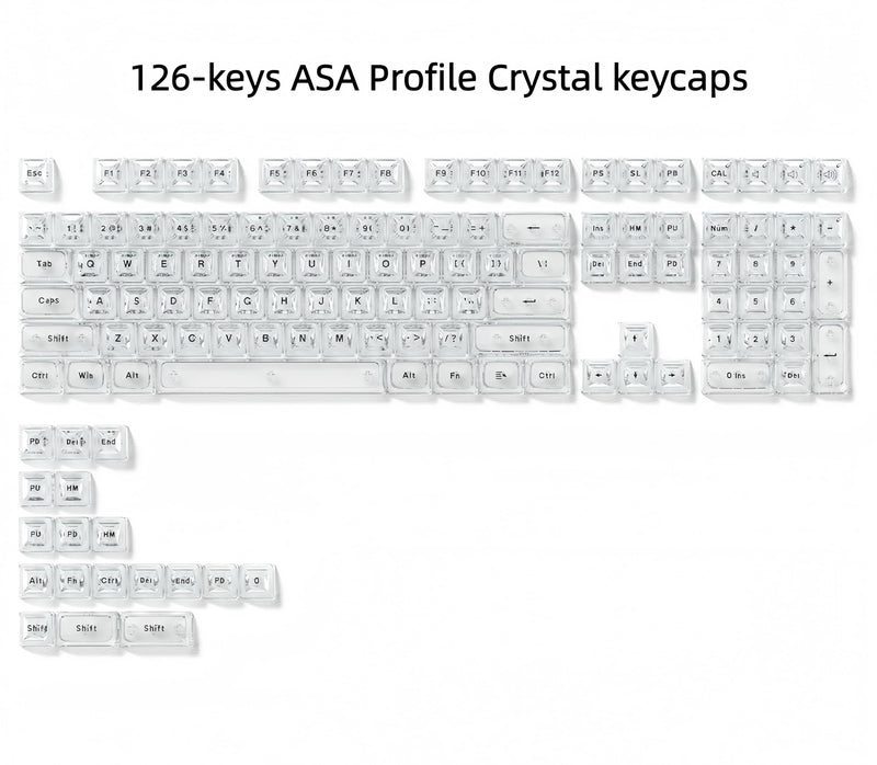 dagaladoo ICE Clear keycaps,Translucent keycaps Jelly,Shine Throug Key caps | Transparent keyboard keycaps Glossy,ASA Profile custom Keycaps for Mx Switches Mechanical Keyboard(White,126key) White ICE