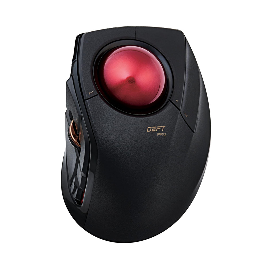 ELECOM DEFT PRO Trackball Mouse, Wired, Wireless, Bluetooth 3 Types Connection, Ergonomic Design, 8-Button Function, Red Ball, Windows11, MacOS (M-DPT1MRXBK)