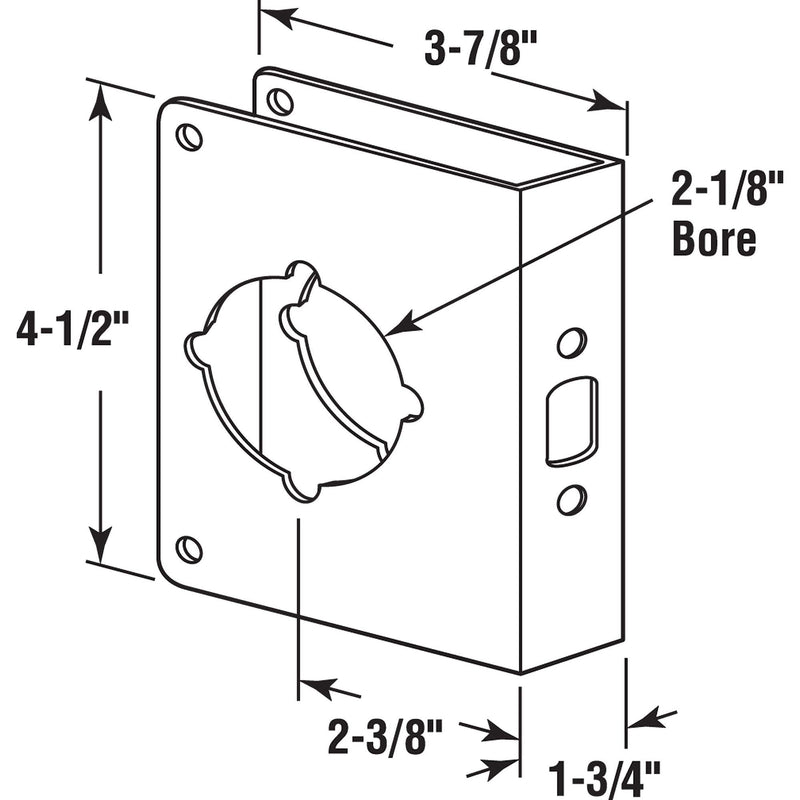 Prime-Line MP9455 Lock and Door Reinforcer, 1-3/4 In. x 2-3/8 In. | Stainless Steel, Natural Finish, Single Pack 1-3/4 in. x 2-3/8 in.