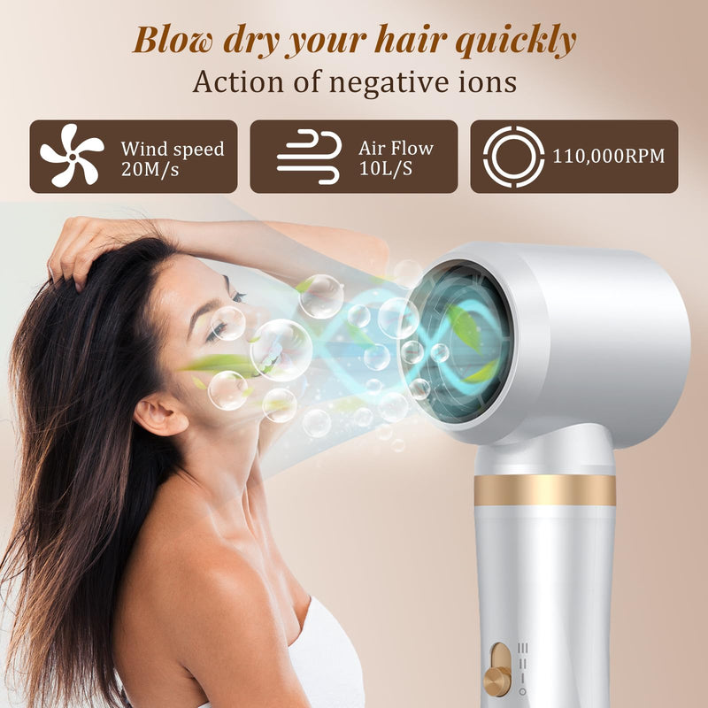 5 in 1 Air Styler, Magic Styler, 1000W Hair Styler with Auto Curling Wands, 2026 Upgraded Multi-use Ionic Hair Blow Dryer Brush Set for All Hair Type, 6,0000 RPM, Dry, Curl, Straighten Women Gifts White Gold-b