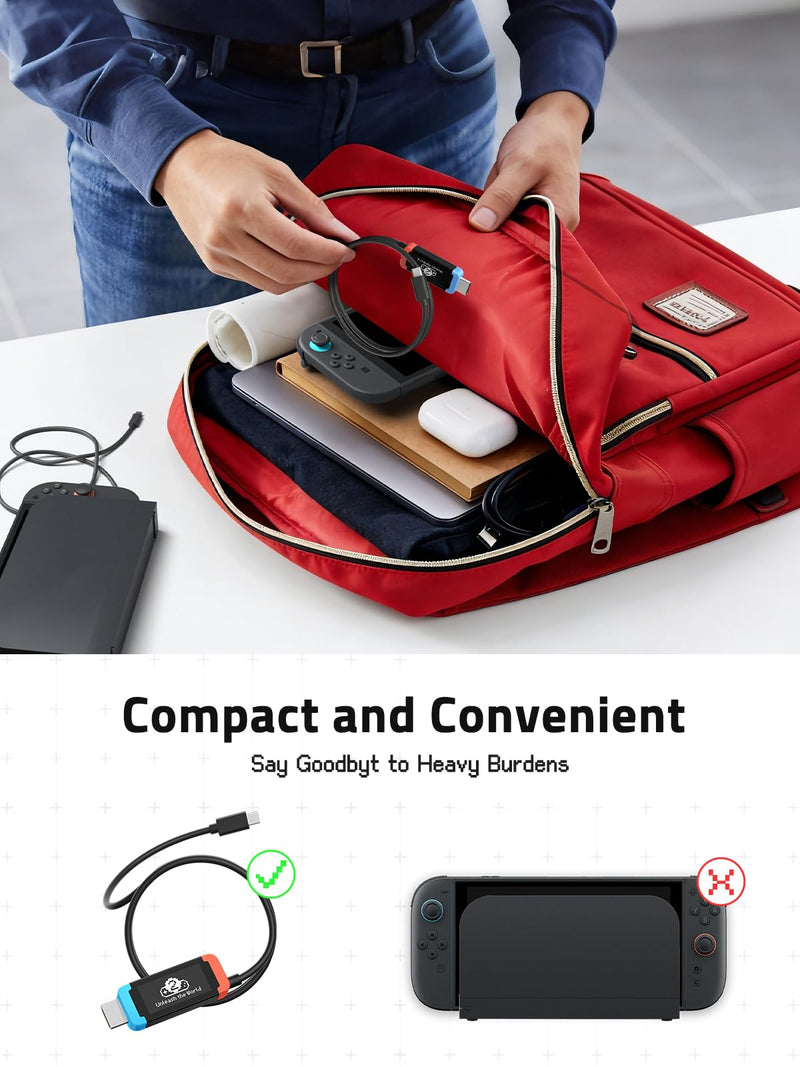 Lemorele 100W PD USB‑C to HDMI Adapter Cable for Switch 2, 4K@60Hz | Compatible with Switch OLED/Original, MacBook, Steam Deck, ROG Ally. DP Alt Mode required. 3.28ft Plug-and-Play Cable