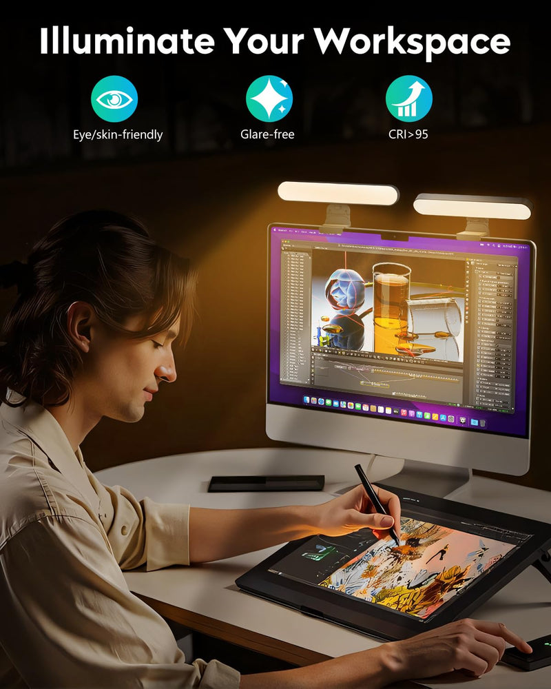 UBeesize Video Conference Lighting, Streaming Light with Stand, 2-Pack | Webcam Light with Adjustable Monitor Mount, Zoom Lighting for Computer, Laptop Ring Light for Video Recording