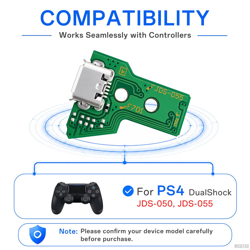 WCDZSU 3pack USB Charging Port and Cable for PS4 JDS-050 JDS-055 Controller | Micro USB C Port Power Supply Charger Socket Connector and Flex Cable for DualShock Interface Replacement with Tool Kit