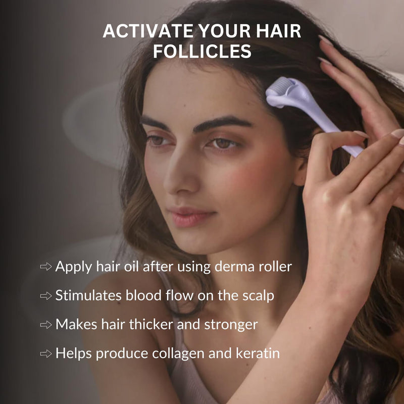 Hair Loving Derma Roller for Hair Growth – 0.5 mm Microneedle Scalp Roller – Stimulates Circulation & Stem Cell Activation – Improves Hair Regrowth & Nutrient Delivery – Women & Men