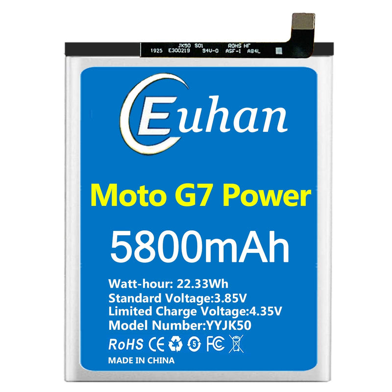 Moto G7 Power Battery, Euhan 5800mAh Li-Polymer Replacement Battery for Motorola Moto G7 Power JK50 XT1955 Moto One Power XT1942 with Repair Tools Kit [24 Month Service]