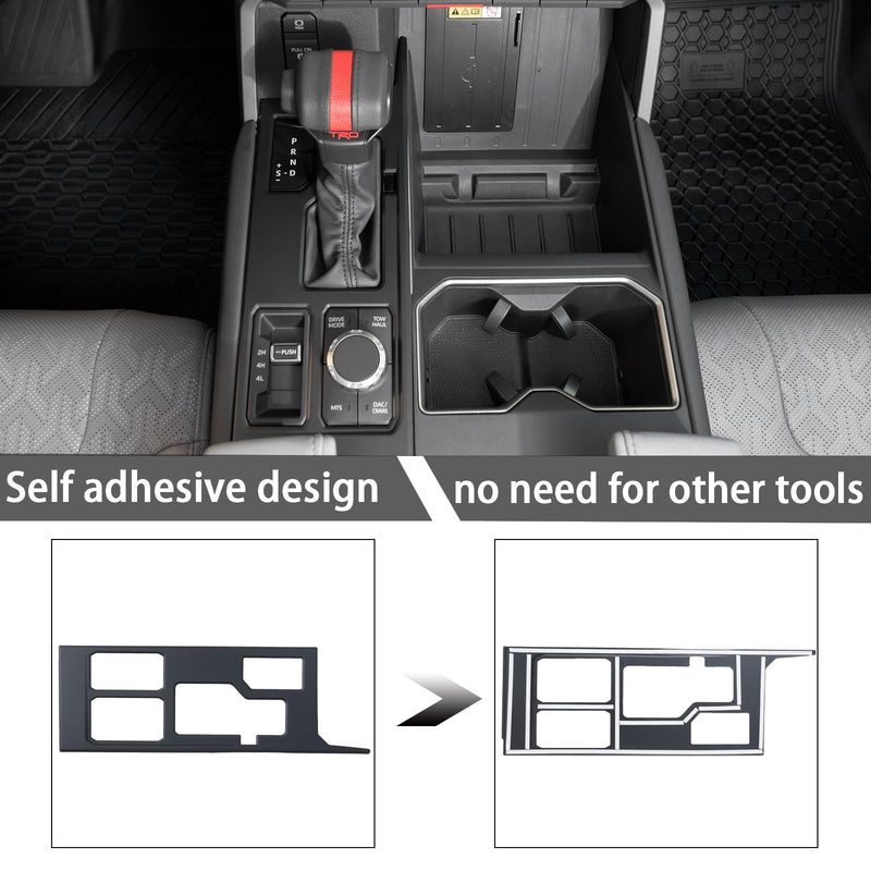 JDMCAR Central Control Gear Shift Panel Trim Cover Compatible with 2022 2023 2024 2025 Toyota Tundra/Sequoia Accessories, Gear Shift Control Anti-Scratch Panel Decorative Sticker -Matte Black
