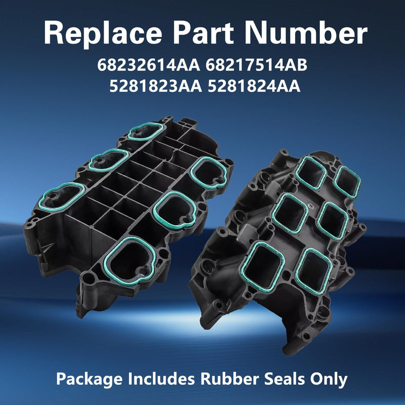 Engine Intake Manifold Gasket Set Lower and Upper Silicone Rubber Compatible with Chrysler 200 300 Dodge Durango Jeep Cherokee Gladiator Wrangler Ram 1500 3.6L V6 Replace# 68217514AB MS97204 MS97205