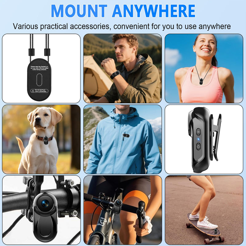 Mini Body Camera, Thumb Action Camera 120° Wide Angle POV, Magnetic Clip-On | 360° Rotate Wearable Video Recorder, Hands-Free Recording Vlogging Cam for Travel Cycling Motorcycle (SD Card Not Included) Black