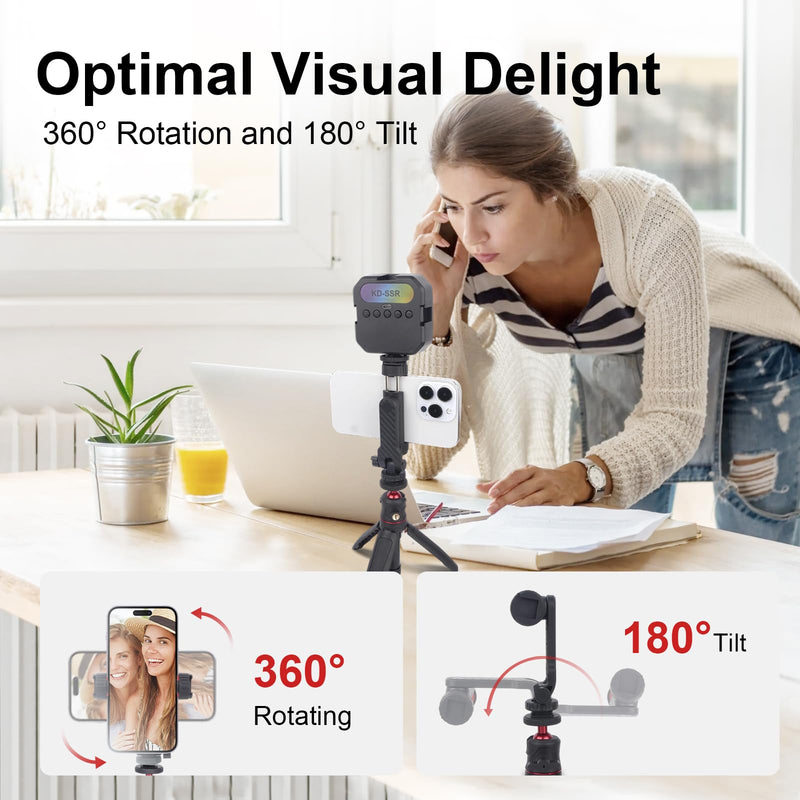 Extendable Mini Tripod Selfie Stick Kits, Vlogging Tripod Camera Handheld with 360° Ball Head/Cold Shoe/3-Section Adjustment, Desktop Camera Stand for Phone/DSLR Action Cams (SY028)