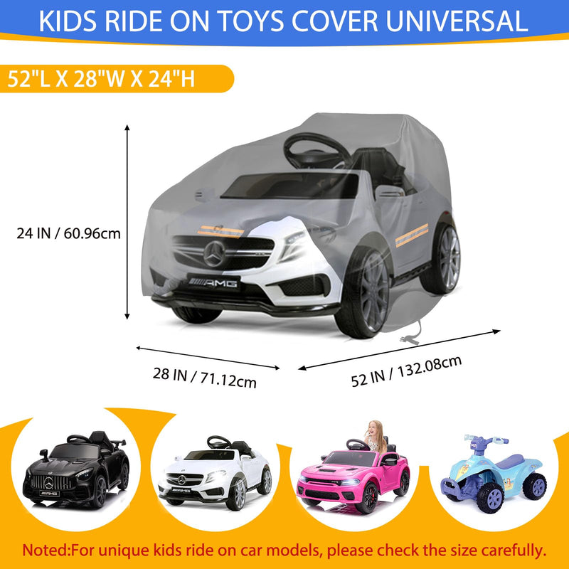 Power Wheels Cover for Outside Waterproof,Upgraded 420D Oxford Universal Ride On Toy Car Full Cover for Kids Vehicles,All Weather Outdoor Protective Cover with Windproof Buckles，3 Reflective Strips Small Kids Ride-On Truck Toy Car Cover