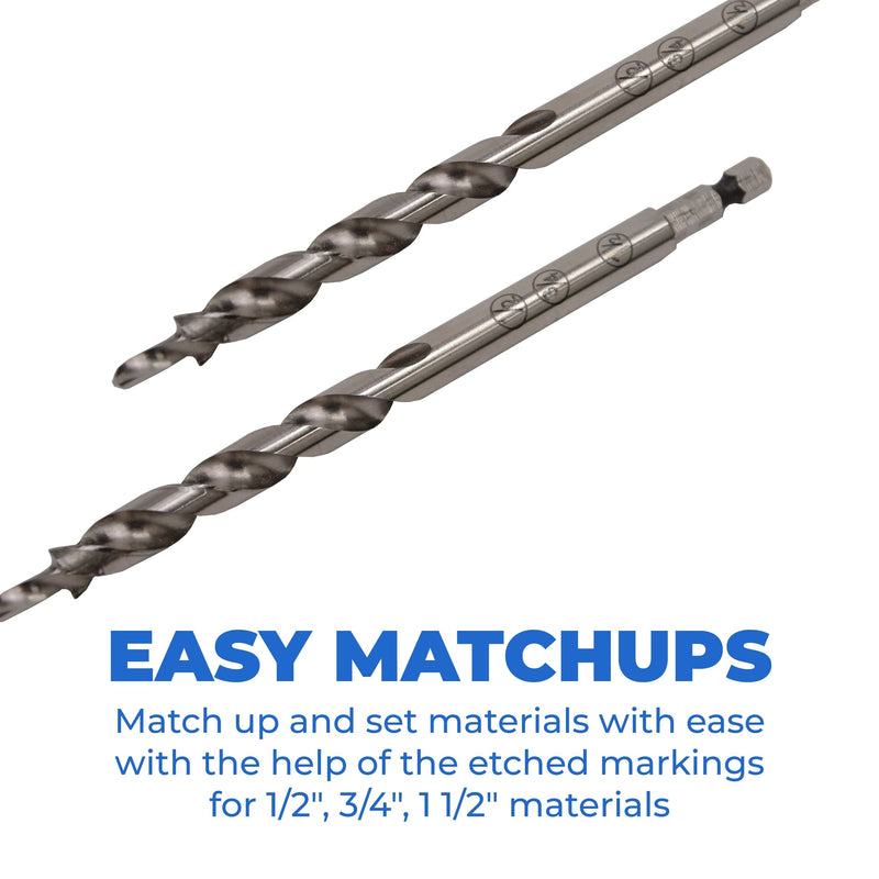 Kreg Easy-Set Pocket-Hole Drill Bit - Precision Drill Bit for Accurate Pocket Hole Drilling - Woodworking Tool - for Materials 1/2" to 1-1/2" Thick - KPHA300-2 Count 2