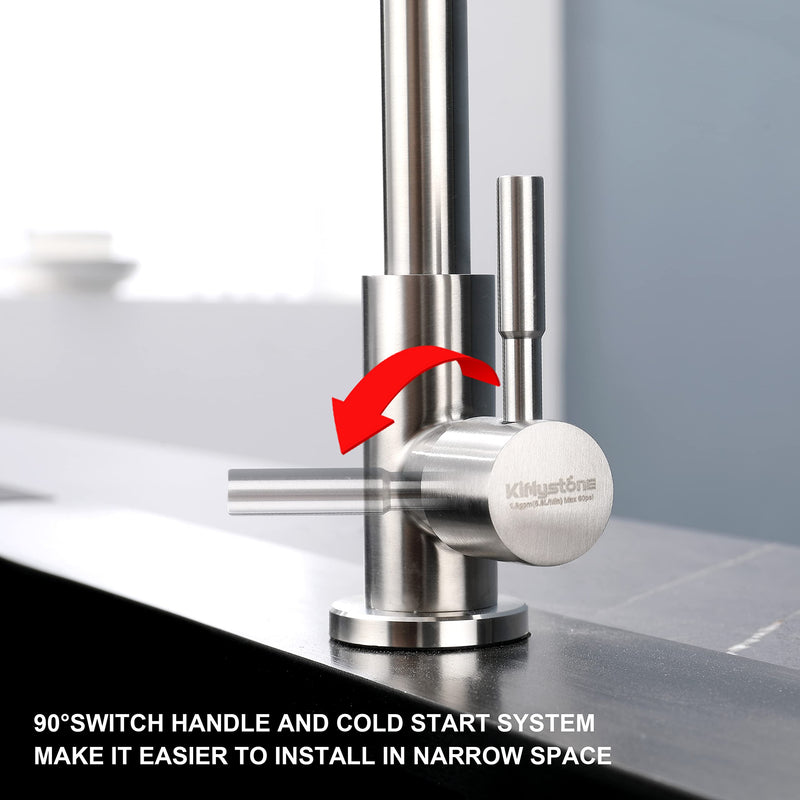 Cold Water Only Kitchen Faucet, Solid Stainless Steel Bar Deck Mount Cold Faucet for Outdoor Sink with Supply Line