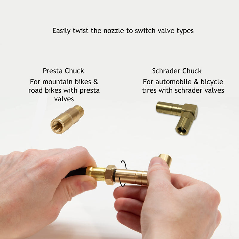 JACO BikePro Bike Tire Pressure Gauge - 160 PSI (Road Bike & BMX Series) | Presta + Schrader Air Chucks
