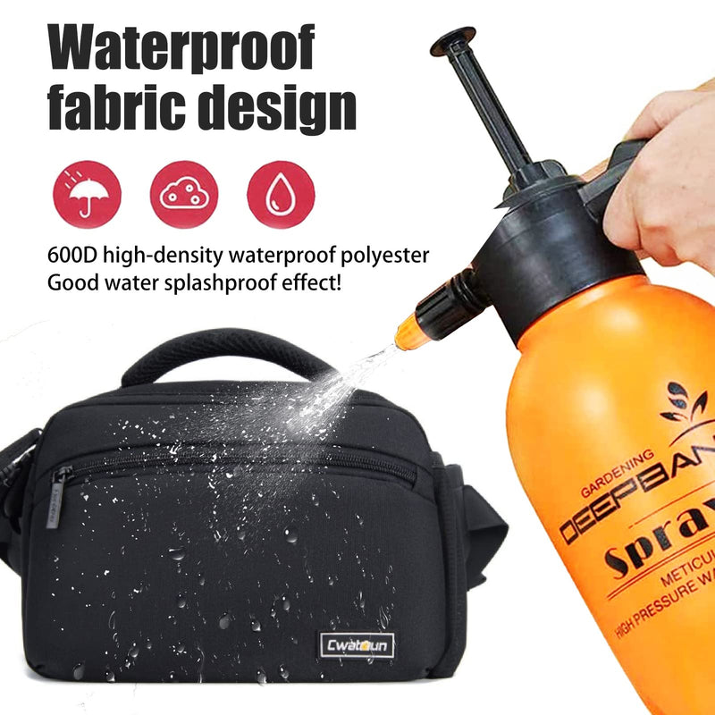 Cwatcun 3-in-1 Camera Waist Bag, Sling/Shoulder/Crossbody Case for DSLR | Fits 1 DSLR +1-2 lenses +phone+water bottle. 7-layer padding, 900D waterproof, adj strap 23.6-45.3".