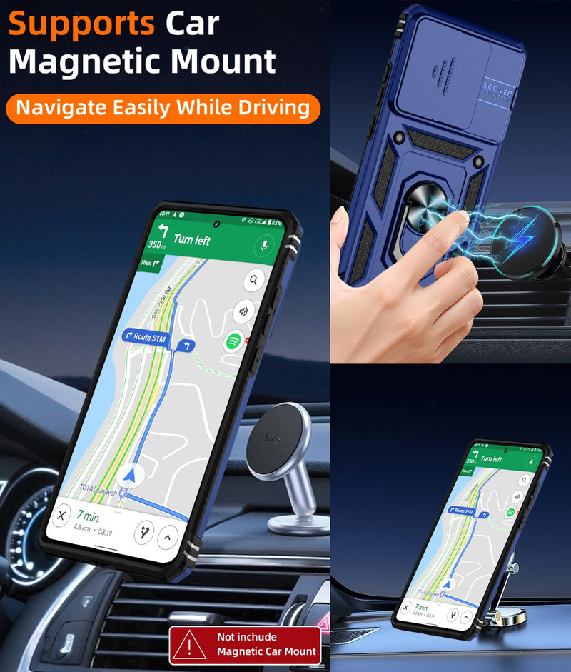ATUMP for Motorola Edge 2025 Case with Camera Lens Cover & HD Screen Protector(2 Pcs), [10FT Military Grade Drop Protection] Magnetic Ring Holder Kickstand Protective Cover for Moto Edge 2025, Blue Moto Edge 2025 - 6.7 Inch