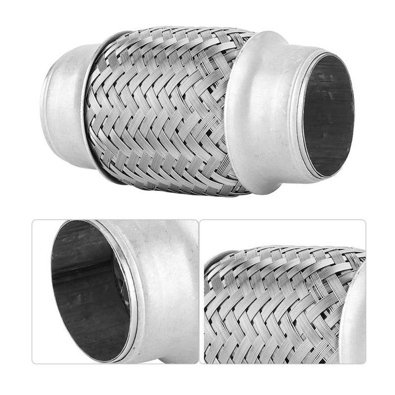 Exhaust Flex Pipe Adaptor, 1.5" x 4" Durable Universal Stainless Steel SS Double Braided Flex Pipe Exhaust Adaptor Piping