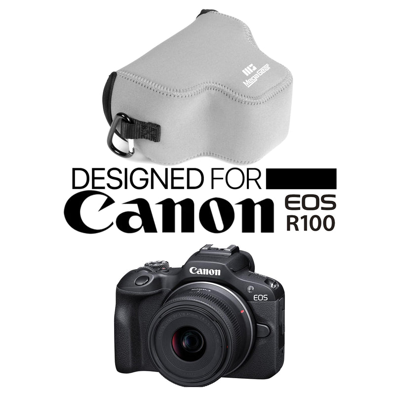 MegaGear Neoprene Camera Case for Canon EOS R100 (18-45mm)- Stylish and Protective Digital Photography Bag - Gray