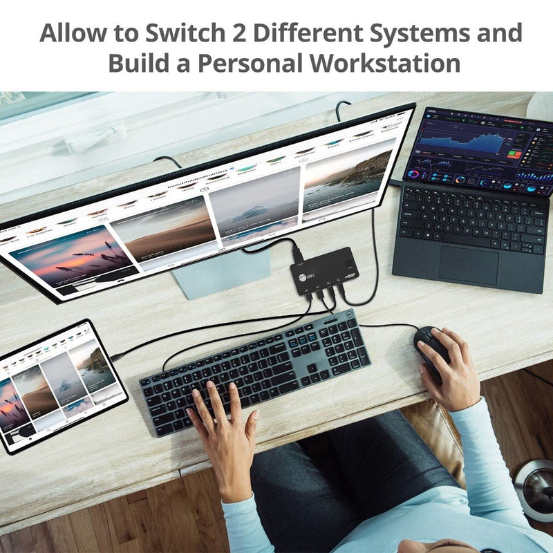 SIIG 2 Port USB-C KVM Switch - 2 Computers to 1 Monitor - 2X USB-A + 2X USB-C - Single 4K 60Hz HDMI, USB-C Bus Powered, Button Control, Thunderbolt 3 Compatible (CE-KV0B11-S1)