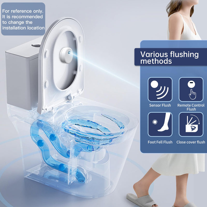 Automatic Toilet Flusher Kit, Touchless Motion Sensor Flush for Toilet, 12” Sensor Range, Battery-Powered, Easy Install, Compatible with Most Toilets CN27B KERDE