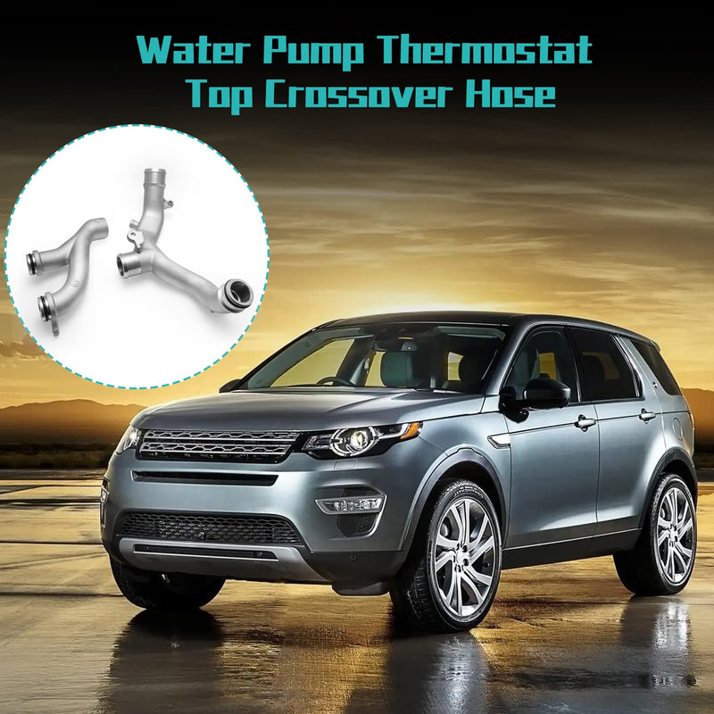 (OEM Part) LR090630 LR092992 AJ813917 AJ813865 C2Z28536 Aluminum Water Pump Thermostat Top Crossover Hose For 2010-2021 Land Rover LR4 Discovery Range Rover Sport, Jaguar XF XJ F-Type F-Pace