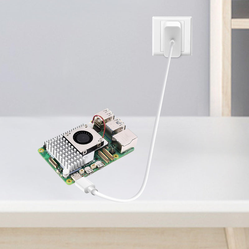 iRasptek Basic Starter Kit for Raspberry Pi 5 4GB RAM- Includes 4GB Board, 27W PD Power Supply and Active Cooler