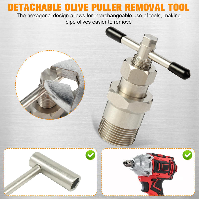 Wells Olive Remover Puller Tool for 1/2 inch 1 inch Plumbing Tools Compression Sleeve Puller Tool 303 Stainless Pipe Olive Puller Ferrule Puller