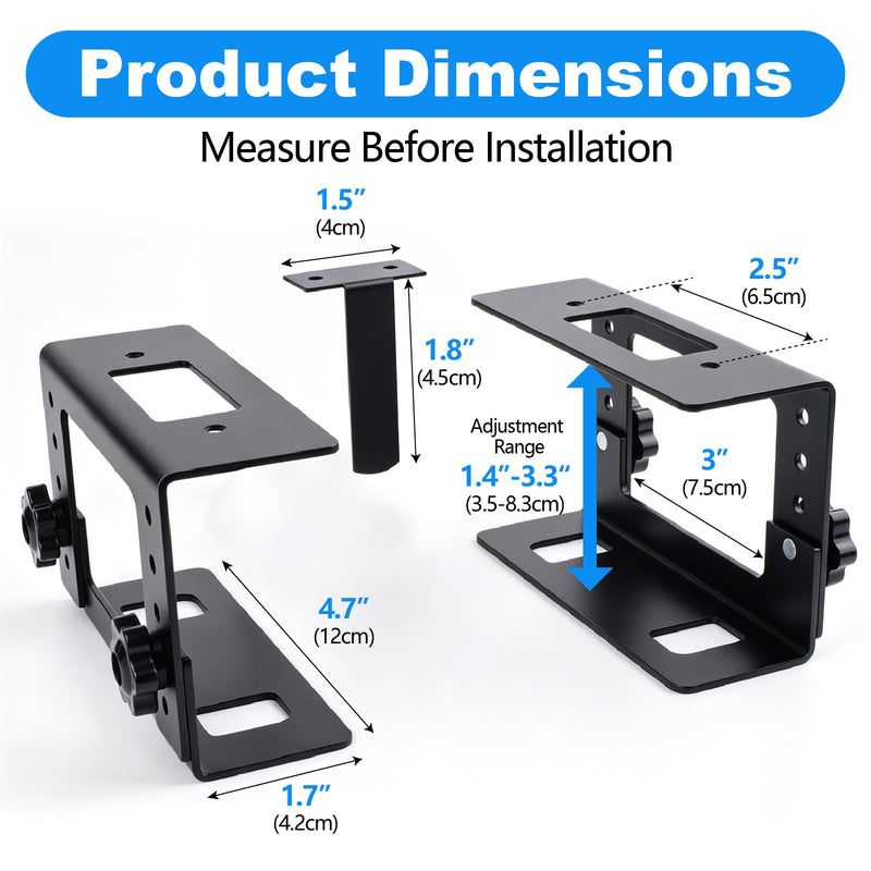 Adjustable Under Desk Mini PC Mount Bracket – 5-Level Height(1.4" to 3.3") for Mac mini M4/Small PCs,Game Console, Media Players, Audio Interface Fit for Any Other 1.4" to 3.3" Thick Devices