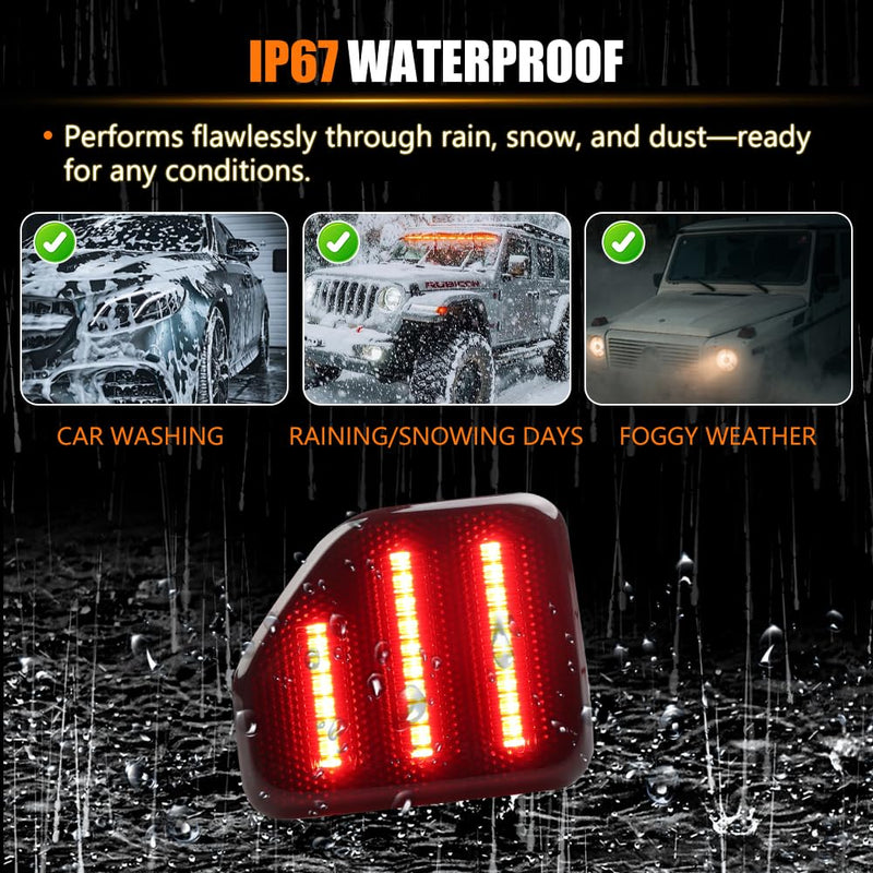 LED Rear Bumper Reflector Light for Je-ep 2018-up Wrangler JL Sahara Rubicon MOAB Trims ONLY, Smoked Lens 40-SMD Red LED Tail Brake Rear Fog Lamps Reflector Light Kit, 2 PCS