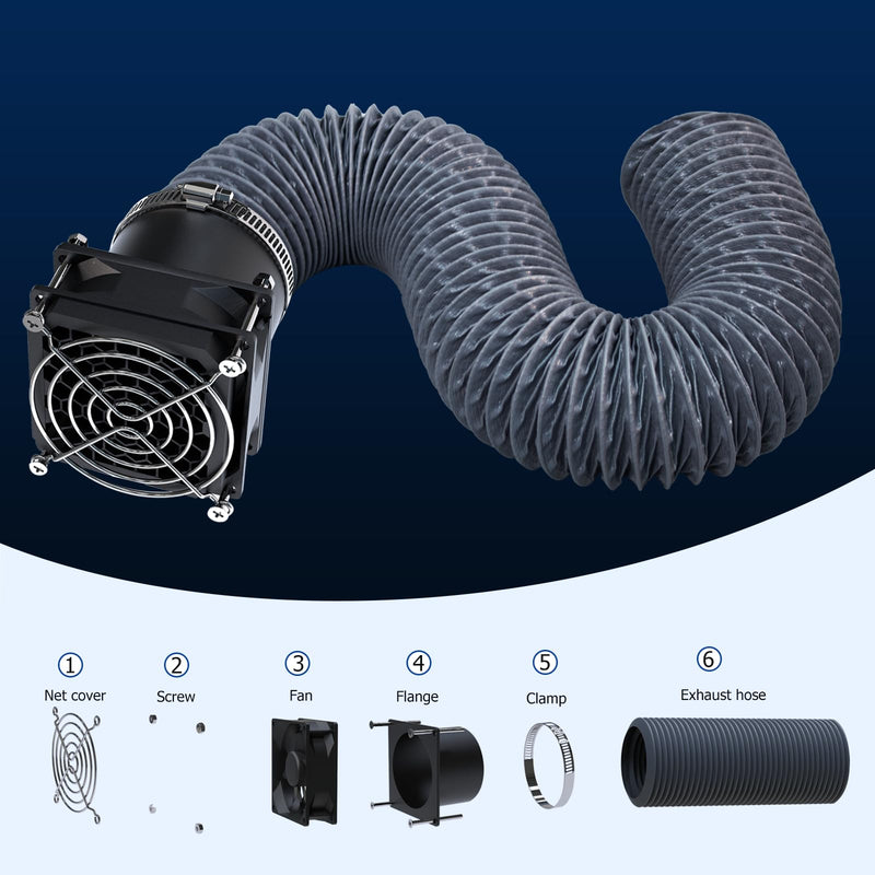 YOOPAI Fan Fume Extraction Kit for 3D Printer Enclosure, Exhaust Pipe with Low Noise Exhaust Fan, Efficient Ventilation, Exhaust Odors Smoke and Dust