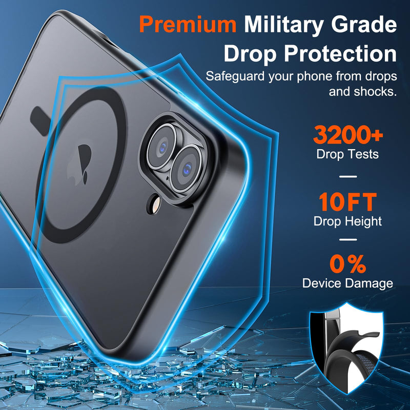 Compatible with iPhone 17 Phone case Magnetic (Compatible with MagSafe) (Military Grade Anti Drop Protection) semi Transparent Matte Shockproof and Anti Fingerprint Phone case 2026