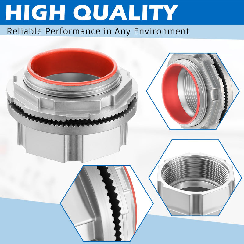 Relaxweex 2 Pcs 2 Inches Watertight Conduit Hub Fittings with O-ring and Threaded Connection Liquid Tight Conduit Connector 2 Inch