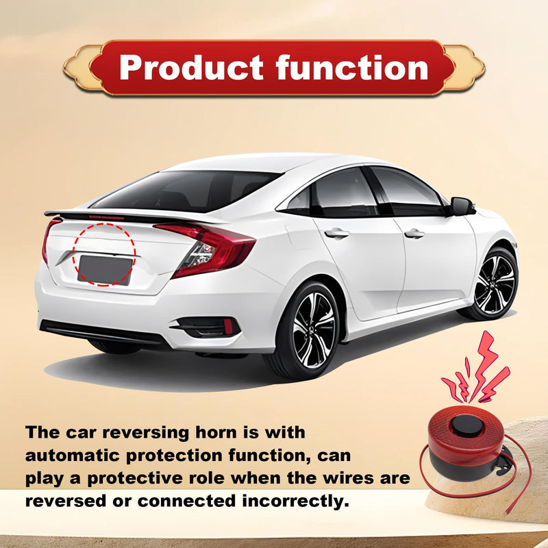 Car Back-up Alarm, 12V/24V 105dB Reverse Beeper Backup Alarm Vehicle Auto Back Up Horn Truck Backup Horn with LED Light, Buzzer Siren Waterproof Universal Backup Accessories