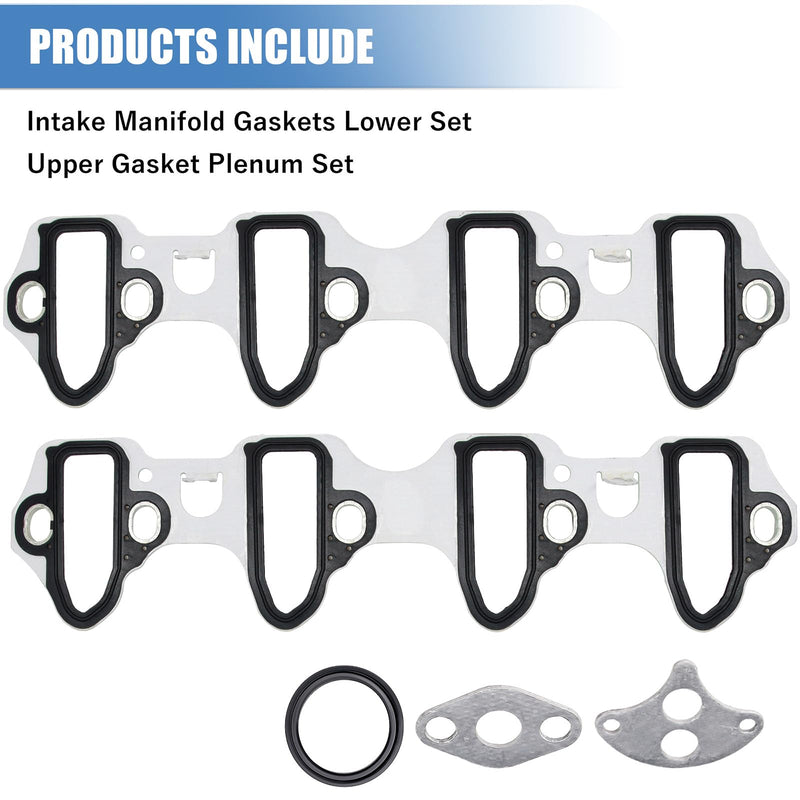 Sorello Engine Intake Manifold Gasket Set Compatible with Chevy Avalanche Express Silverado Suburban GMC Savana Sierra for Cadillac Escalade Hummer 4.8L 5.3L 6.0L 6.2L - Replaces 89060413 MS98016T