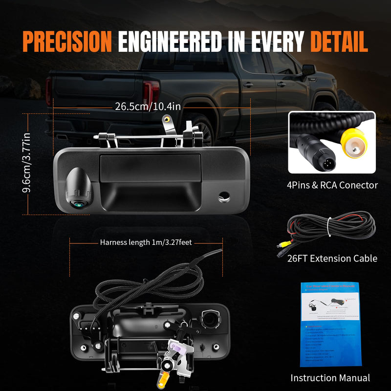LCWRGS Tailgate Latch Handle Backup Camera Night Vision OE# 69090-0C051 | Compatible with 2007 2008 2009 2010 2011 2012 2013 Toyota Tundra Tail gate Door Handle Rear View Camera, Key Hole