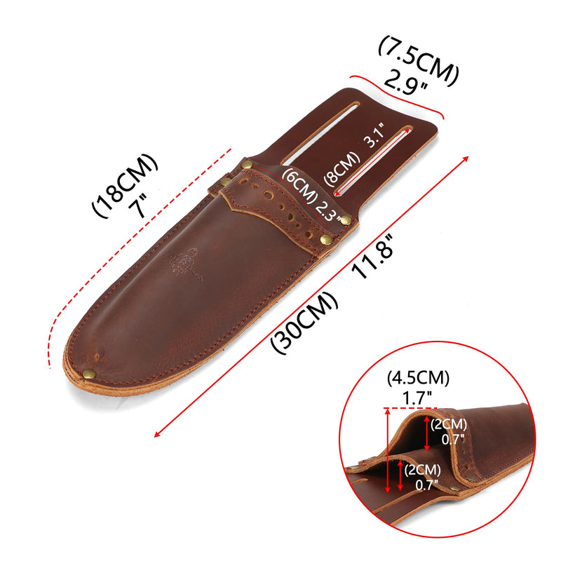 Tourbon Leather Garden Pruning Shears Folding Saw Double Holster Gardening Soil Knife Sheath Pouch Multipurpose Tool Holder for Belt, Brown